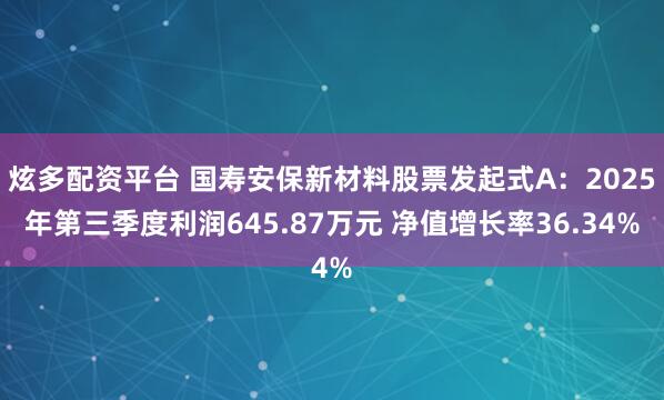 炫多配资平台 国寿安保新材料股票发起式A：2025年第三季度利润645.87万元 净值增长率36.34%