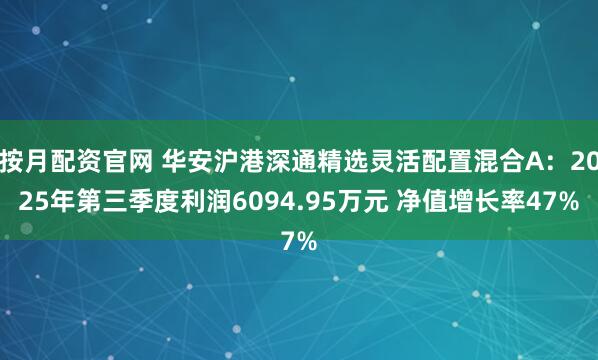 按月配资官网 华安沪港深通精选灵活配置混合A：2025年第三季度利润6094.95万元 净值增长率47%