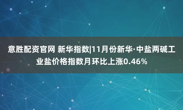 意胜配资官网 新华指数|11月份新华·中盐两碱工业盐价格指数月环比上涨0.46%